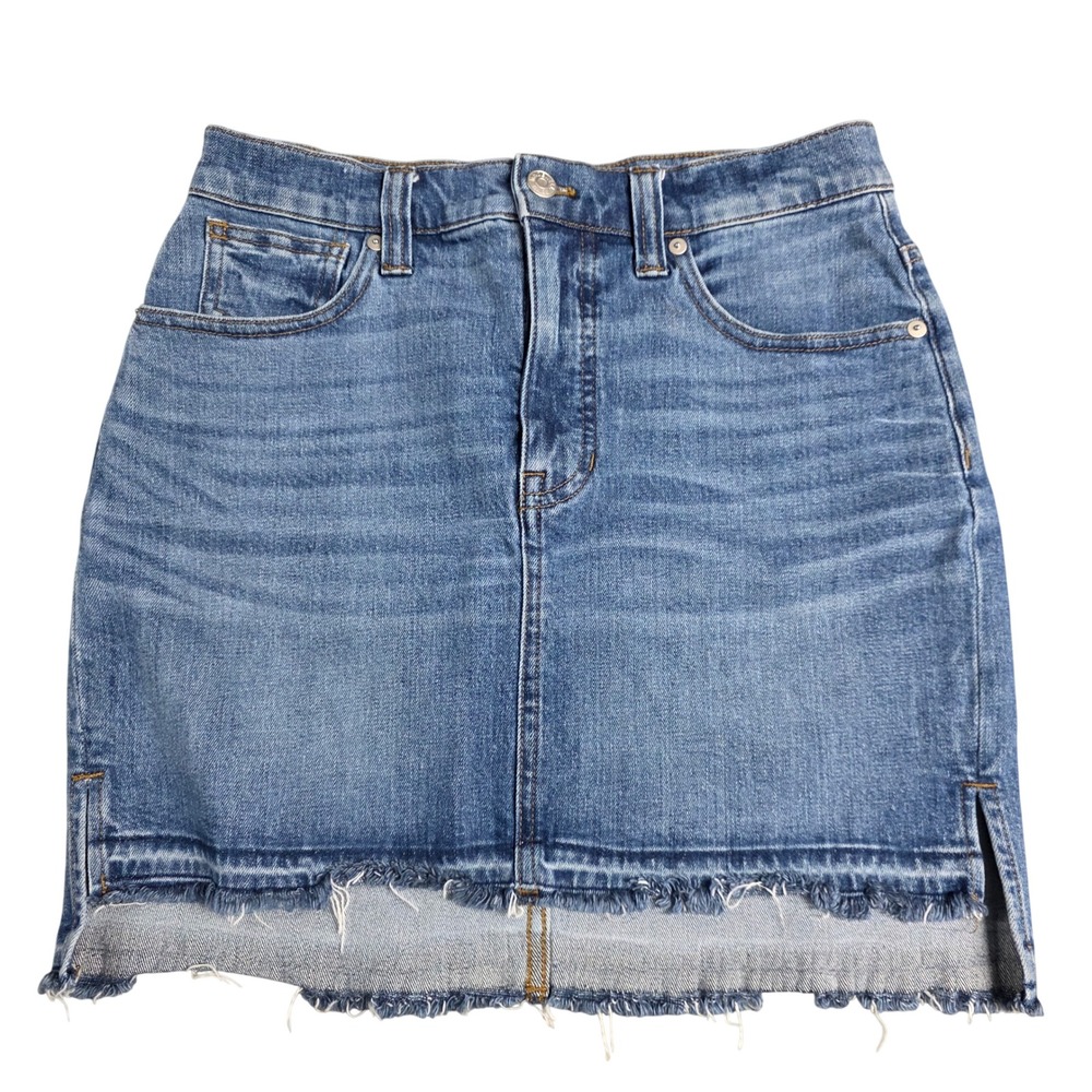Madewell Denim Mini Skirt Raw‎ Hem Medium Wash Blue Size 26